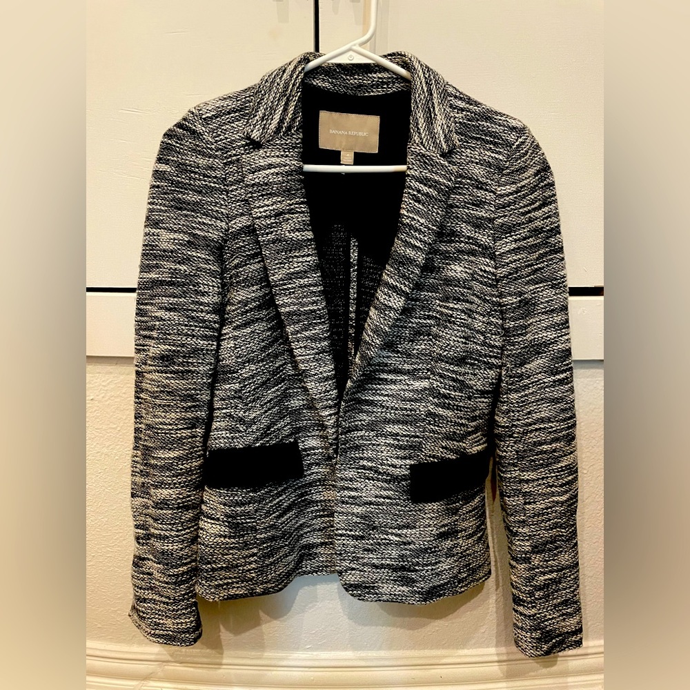 Banana Republic Black and White Tweed Blazer